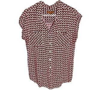 Jachs Girfriend button down 100% rayon geometric top women’s Large